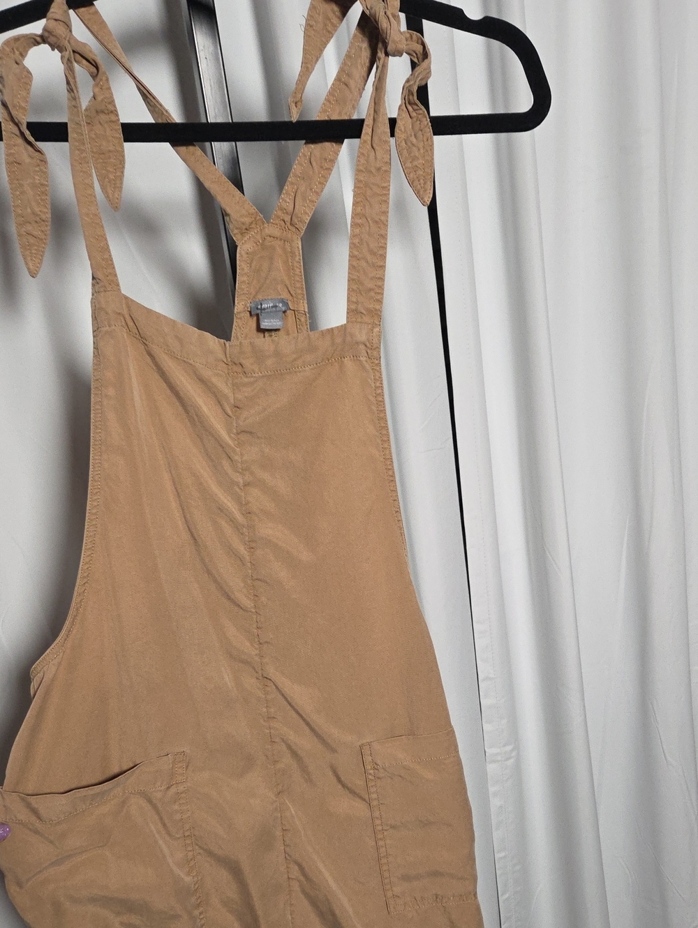 aerie Tan Tie-Shoulder Overalls Romper